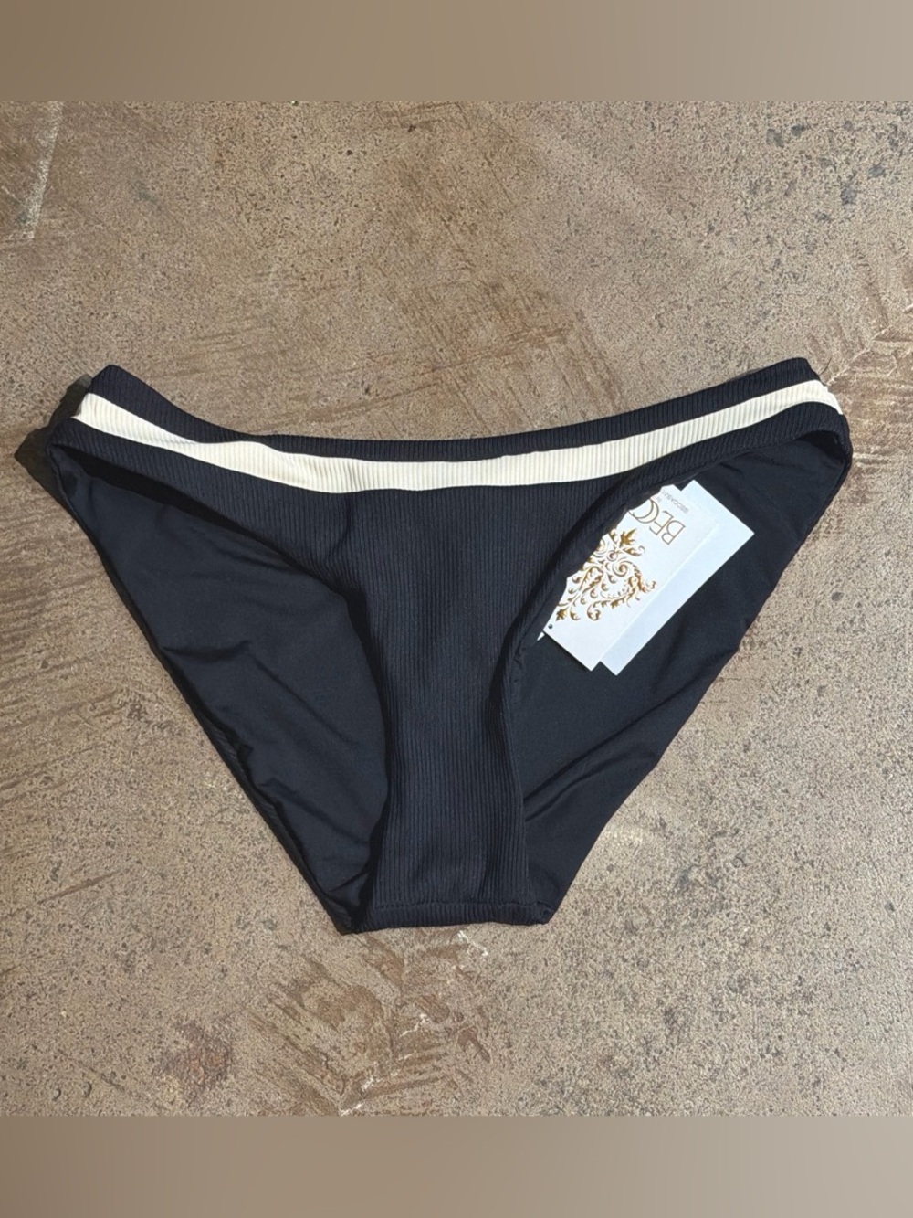 Becca black color block bikini bottom